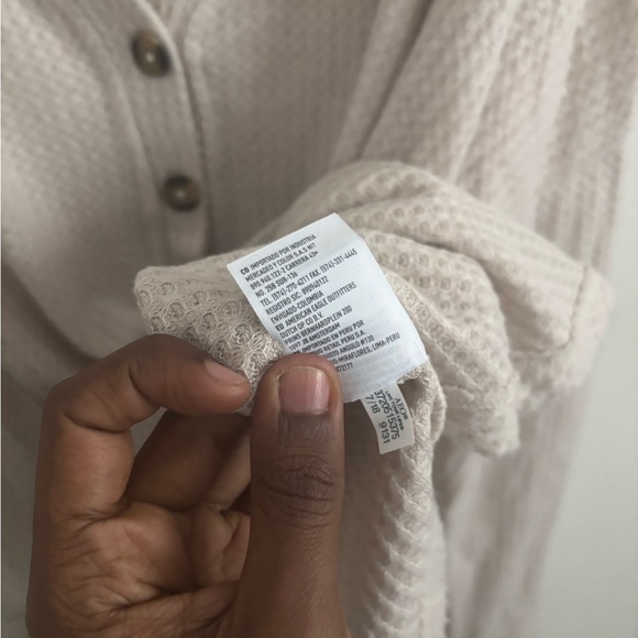 American Eagle Soft & Sexy Plush Ribbed Sweatshirt Cream Xl Ribbed Button Front - Picture 3 of 5